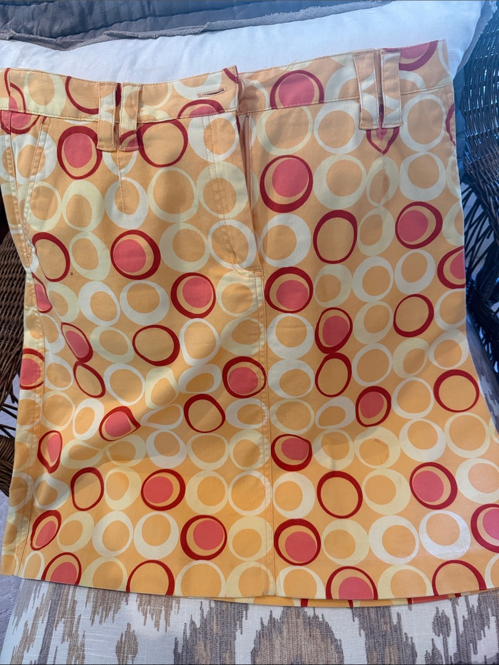Talbots Yellow Orange Polka-Dot Mini Skirt